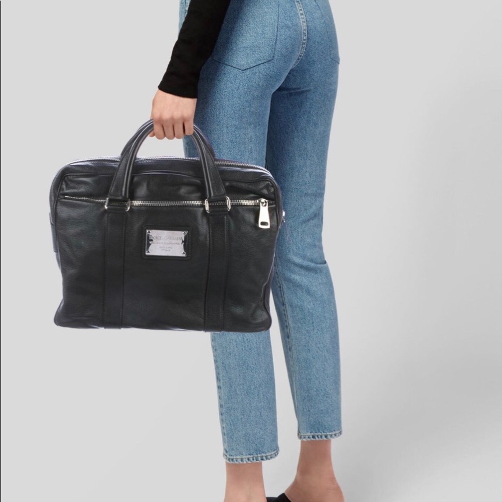 DOLCE & GABBANA  Laptop/Briefcase Bag in Black Calf Leather